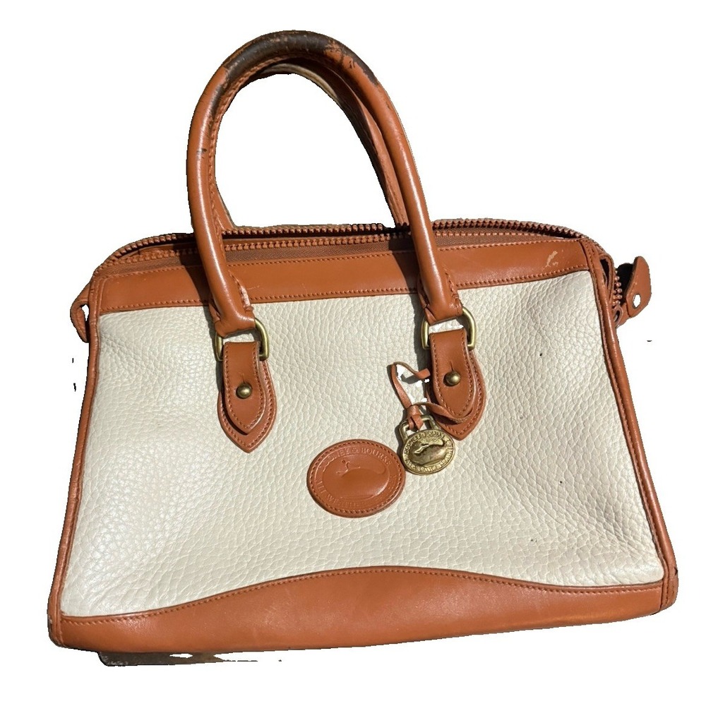 Vintage Dooney & Bourke All-Weather Leather Satchel Taupe Caramel Bag